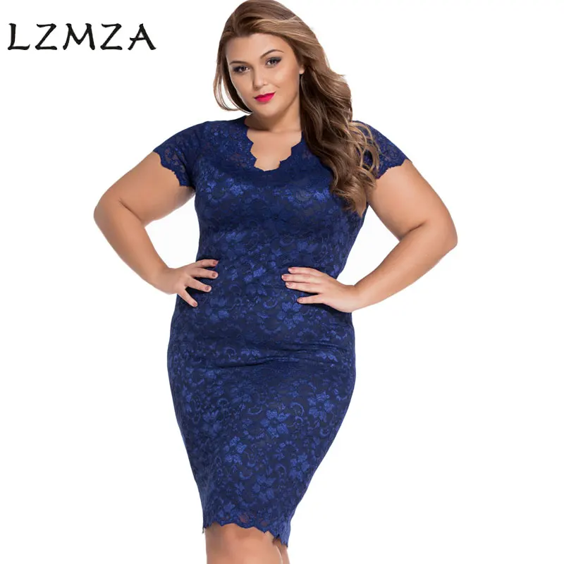 LZMZA Deep V Neck Plus Size Sexy Dress summer women short sleeve Black ...