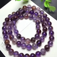 3 ряда ПРИРОДНЫЙ PURPLE PHANTOM призрак кварцевый Бусины браслет 7.8-8 мм AAA