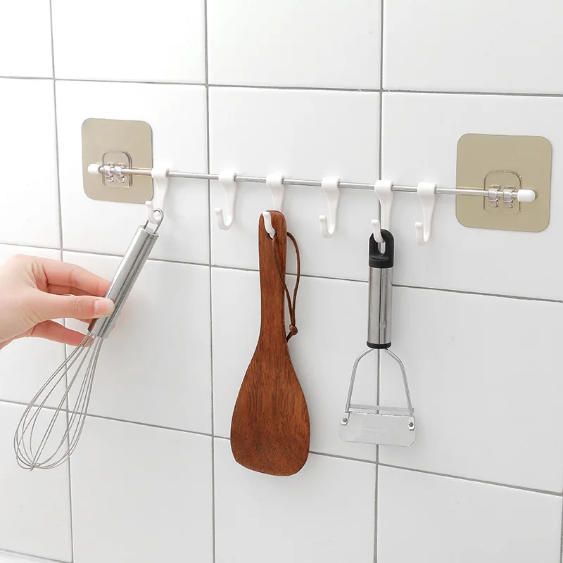 

Hooks For Hanging Key Hanger Clothes Holder Kitchen Rails Bathroom Home Door Adhesive Hook JJJJT269
