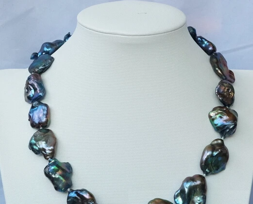 

FREE SHIPPING>>>@ NO2400 Black Reborn Keshi pearl necklace new