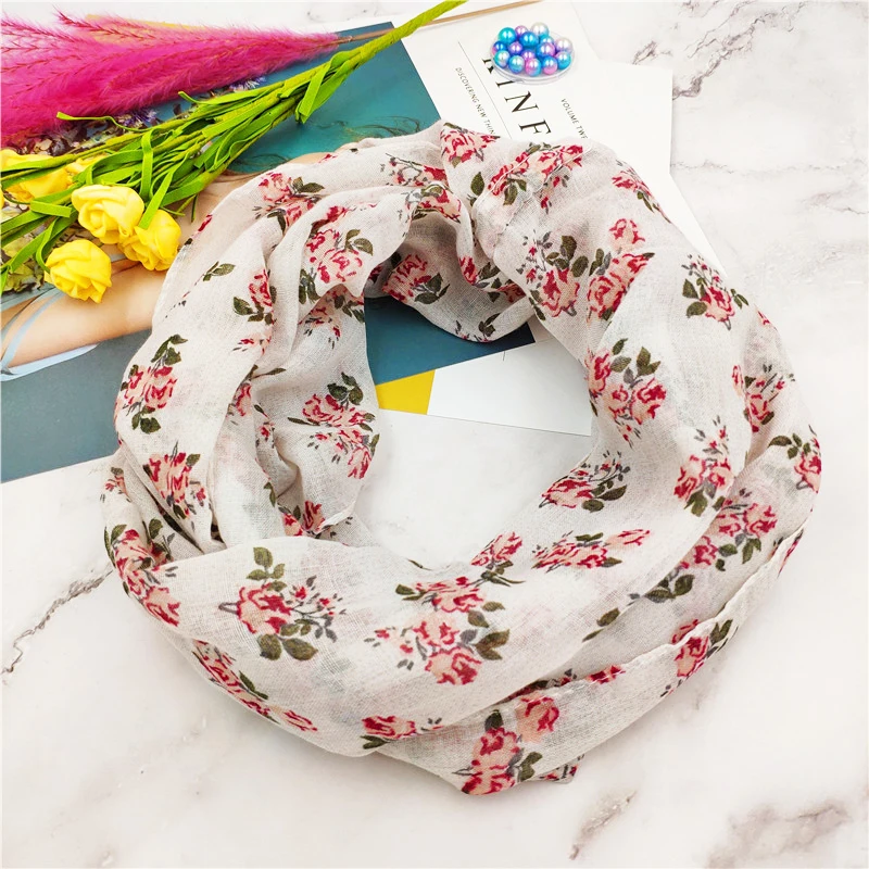 

New flower Infinity Scarf for women Loop Neckerchief ring scarf Echarpe Foulard Femme snood spring summer autumn O scarf