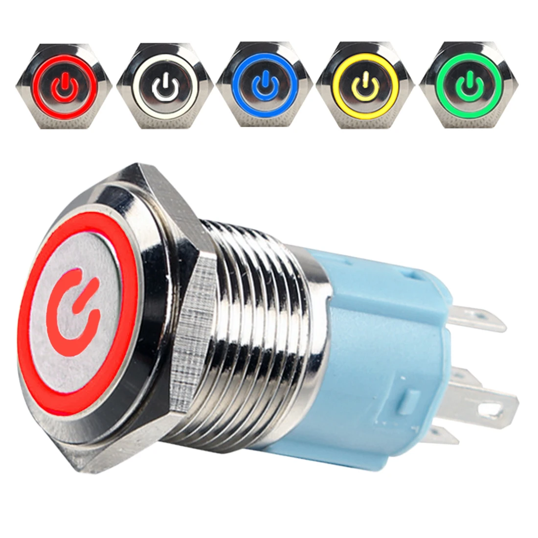 LED metal push button switch No lock 16mm Various colors Light Car Auto