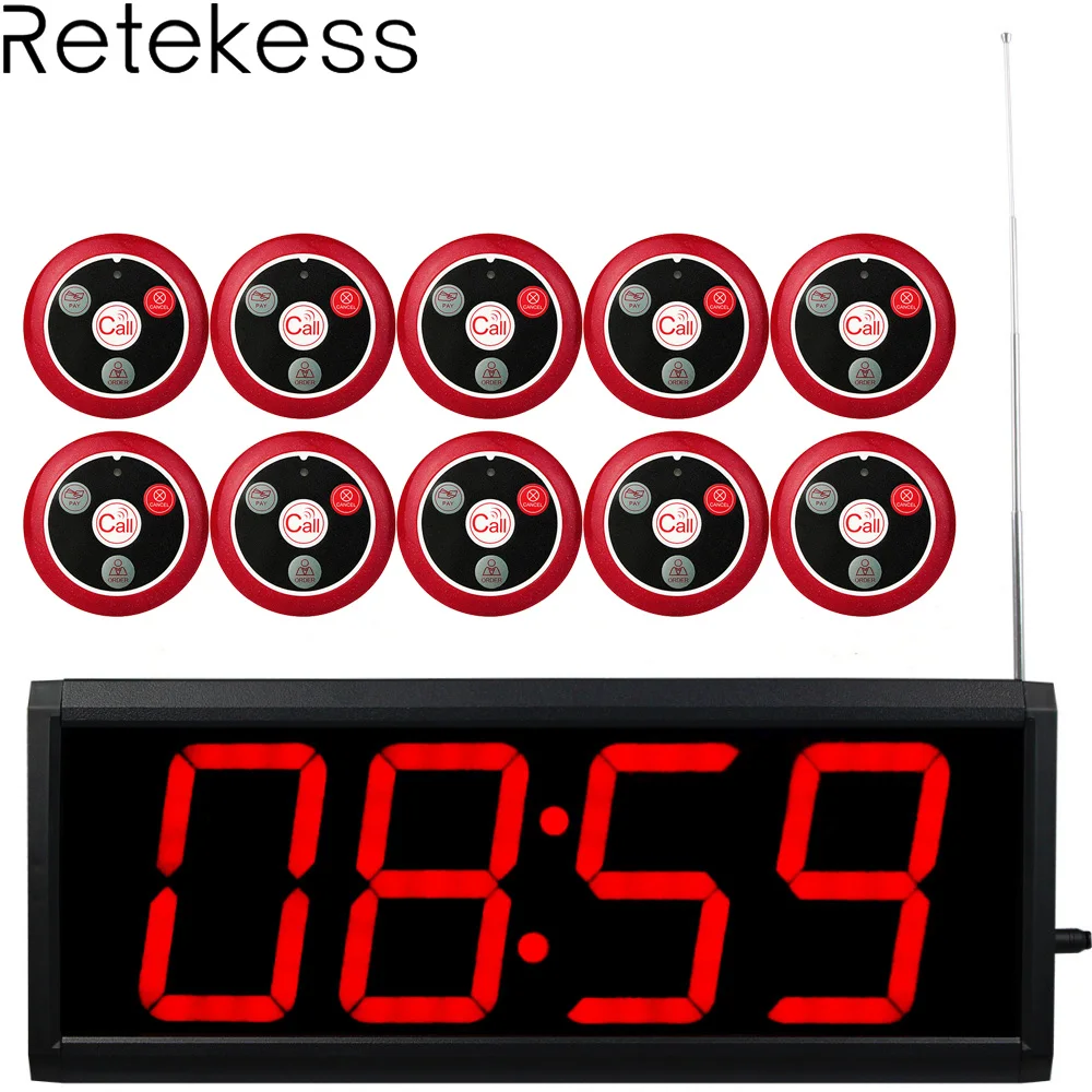

Retekess 1 Display Receiver Host With PC Control +10 T117 Call Button Wireless Calling System Restaurant Paging Customer Service