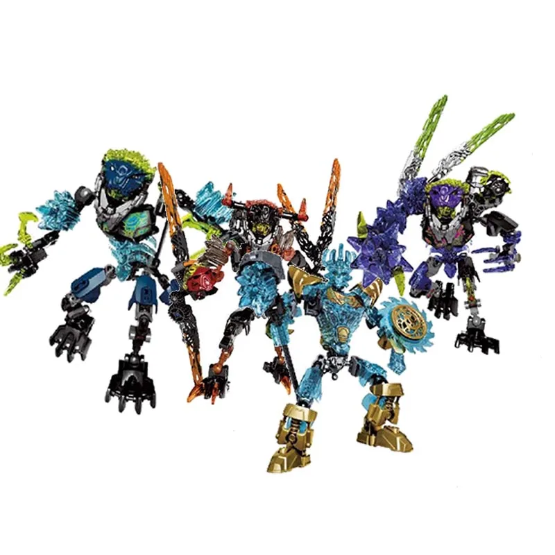 

BIONICLE series 4 pcs/set Ekimu Umarak Storm Qurke Lava Beast action figures 613 Building Block toys