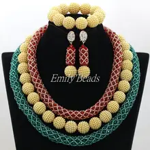 Top Quality Crystal Beads African Jewelry Set Costume Nigerian Wedding African Bead Statement Necklace Set Free Shipping ALJ254