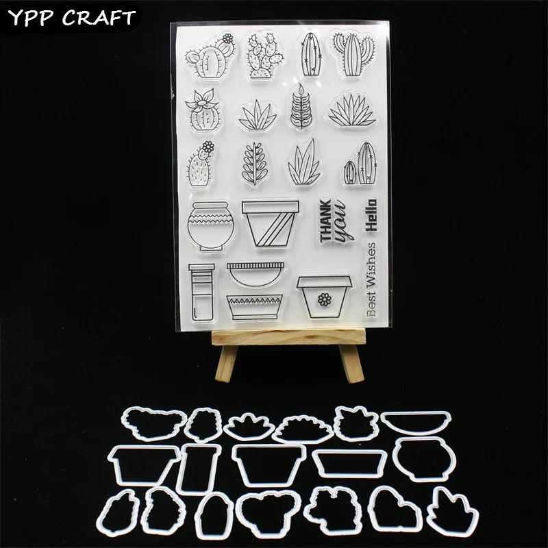 

YPP CRAFT Succulent Plant Stamp And Cutting Dies Stencils for DIY Scrapbooking/photo album Decorative Embossing DIY Cards 114