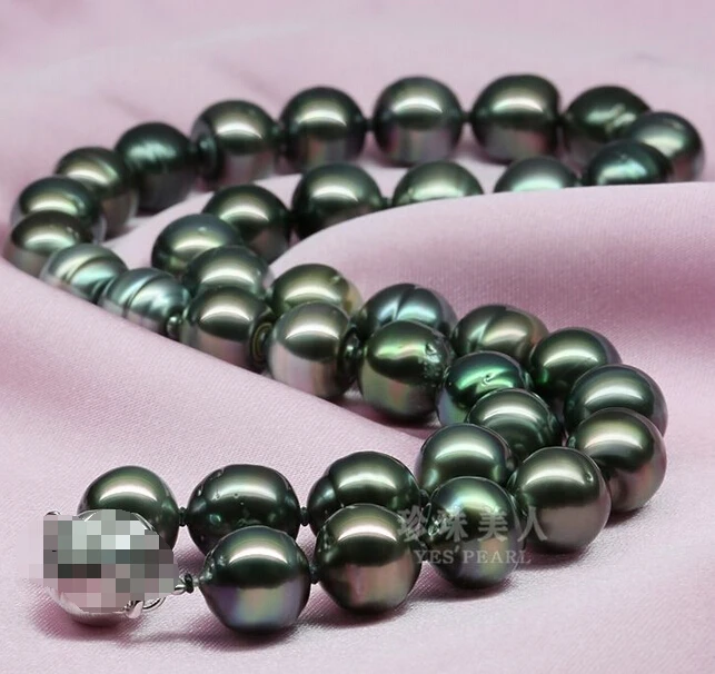 

Wholesale FREE SHIPPING >>>11-12mm natural south sea peacock green pearl necklace 18inch