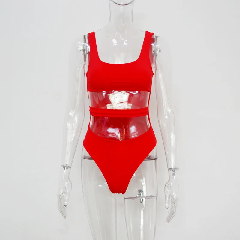 PLAVKY, сексуальный, с вырезами, бандаж, трикини, купальник, боди, монокини, с высокой талией, бразильский купальник, для женщин, сдельный купальник - Цвет: Red Swimsuit