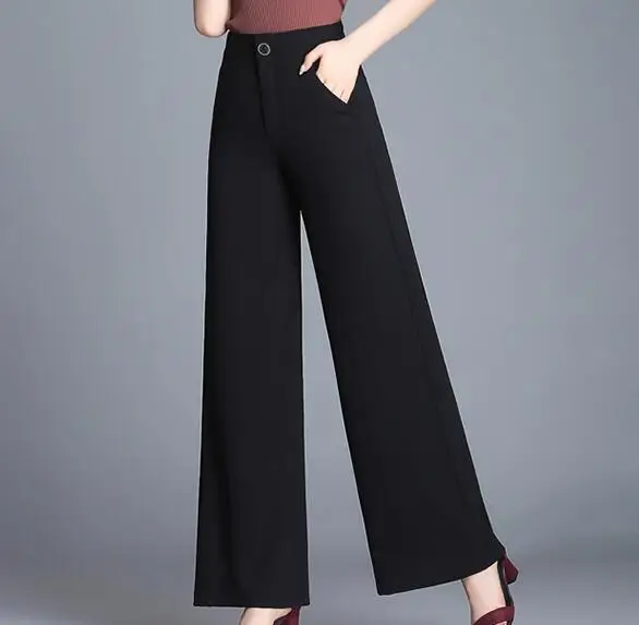 Gasa rojo Rojo Nueva Blanco Ancha Rojo Tamaño De Casual Primavera Verano Para Pantalones borgoña Pierna Yyf0807 caqui Más Caqui blanco Negro Mujeres Elástico Las coral Capris Wasit Negro Moda S8Ov7w