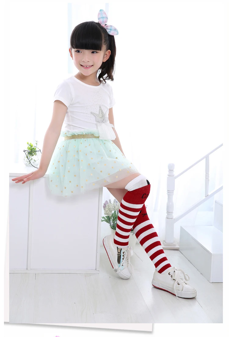 Носки для маленьких девочек; жаккардовые носки в полоску с тремя рычагами; ажурные носки с героями мультфильмов