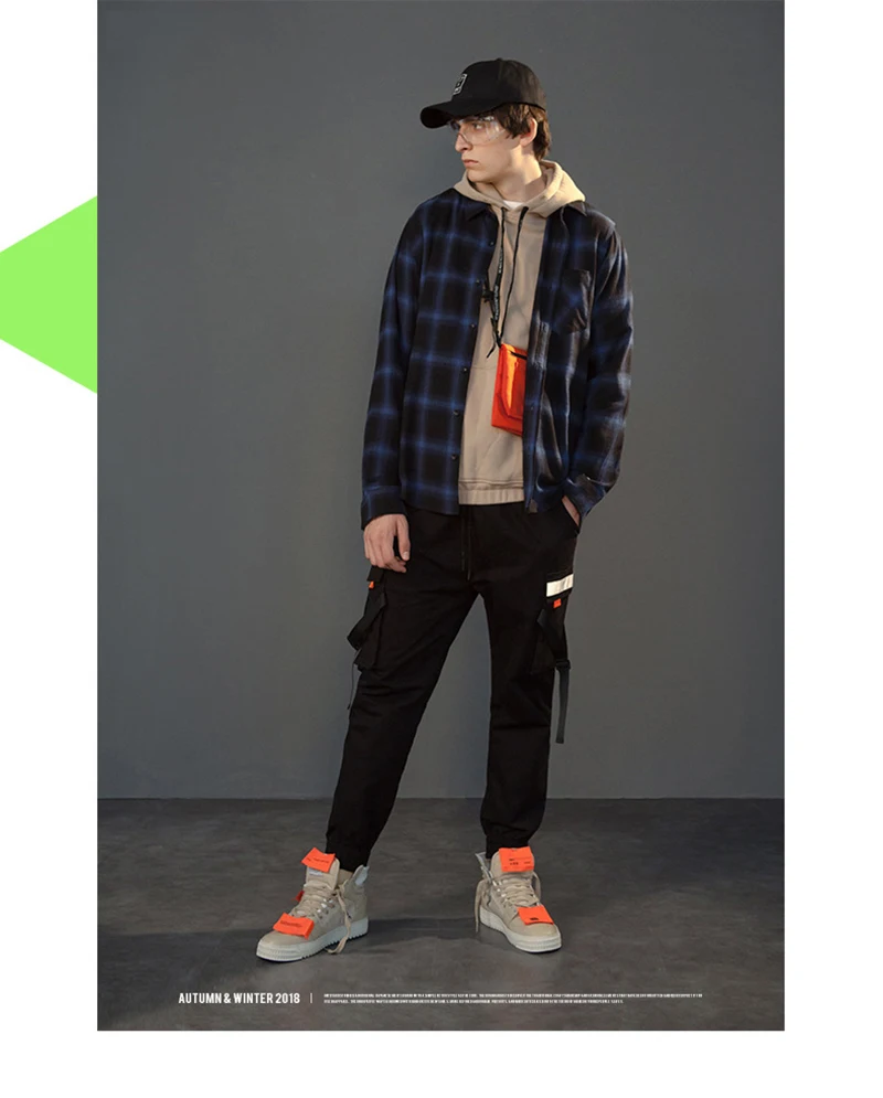  Checkered Korean Fashion Shirt Desinger Long Hip Hop  (3)
