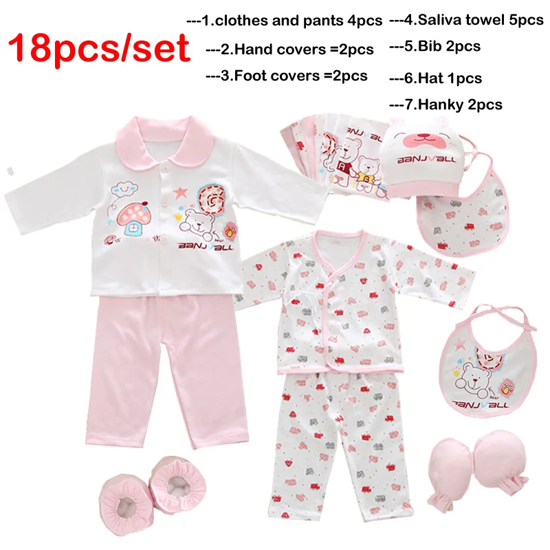 Г. Комплект одежды для новорожденных хлопковый Новогодний подарок, комплект для малышей, повседневный комплект с длинными рукавами, 18 шт./лот, теплый комплект унисекс для малышей, TZ-002