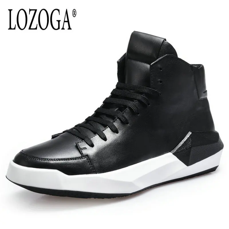 Lozoga Men Leather Sneaker Boots Fashion Brand Ankle Boots Top Quality Handmade Sneakers Casual Shoes Lace-Up Black Boots Damier Lozoga Men Leather Sneaker Boots Fashion Brand Ankle Boots Top Quality Handmade Sneakers Casual Shoes Lace-Up Black Boots Damier