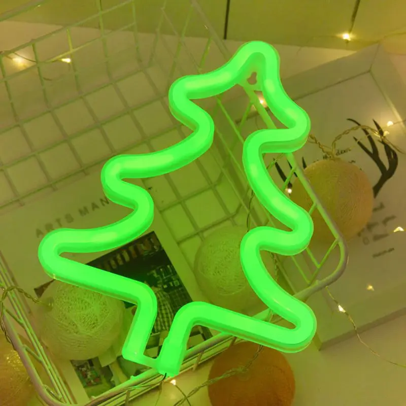 

Christmas Tree LED Neon Light Sign With Holder Base For Home Party Birthday Bedroom Bedside Table Decoration Children Gifts