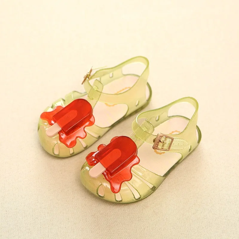 Детская прозрачная обувь для Обувь для девочек/Обувь для мальчиков Сандалии для девочек фруктовое мороженое крем мармелад Сандалии для девочек Дети Детская мода Водонепроницаемый пляжная обувь