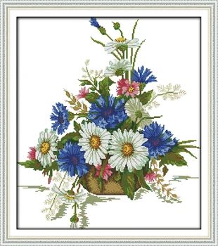 

Chrysanthemum flower basket, counted printed on fabric DMC 14CT 11CT Cross Stitch kits,embroidery needlework Sets, Home Decor