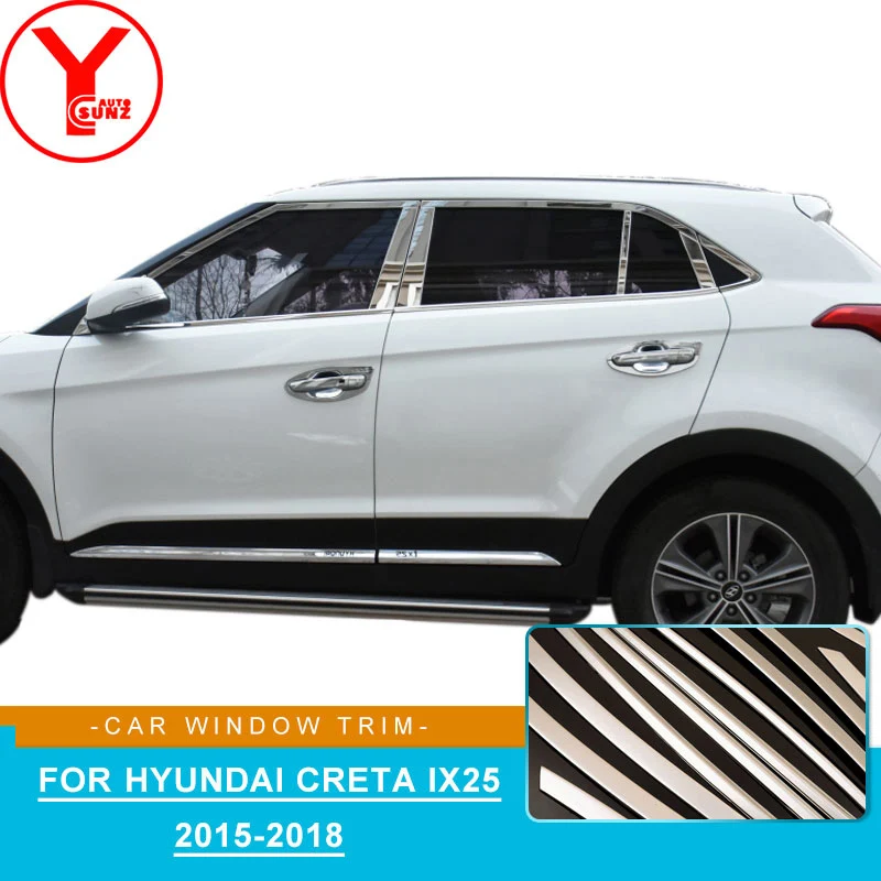 

Stainless Steel car window trim strips molding For hyundai creta ix25 Cantus 2015 2016 2017 2018 car styling accessories YCSUNZ