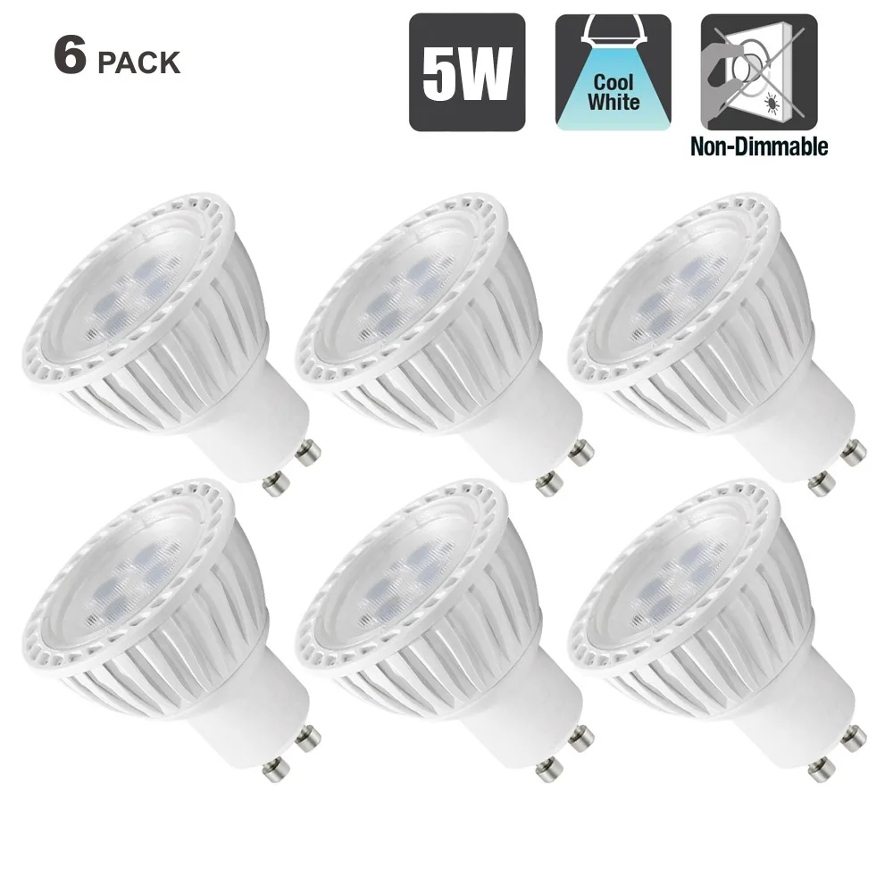 

Standard GU10 LED Spot Light Bulbs 5W Cool White 5000K AC220~240V NonDimmable Recessed Light Track Lighting Bulbs