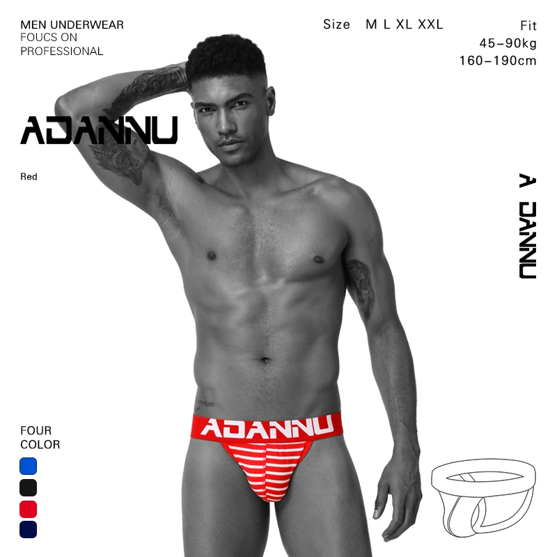 

ADANNU Brand Sexy Mens Jockstraps Cotton Solid Sexy Jocks Bikini G-strings Men Thong Cuecas Male Panties Briefs Gay Underwear