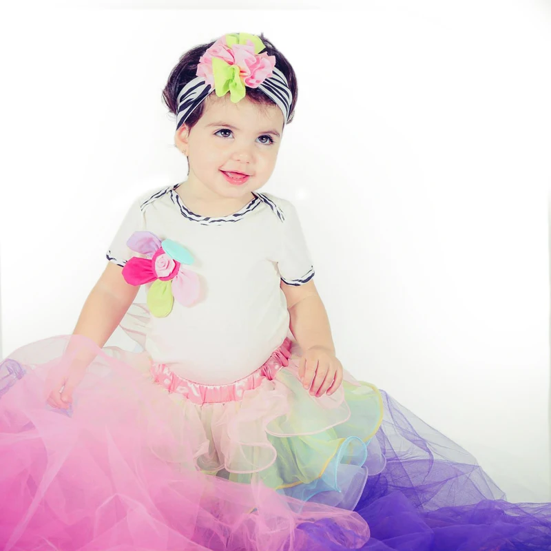 

baby girls short sleeve flowers T shirt + Bow tutu cake skirts + headband girl 2016 summer style happy birthday cothing sets