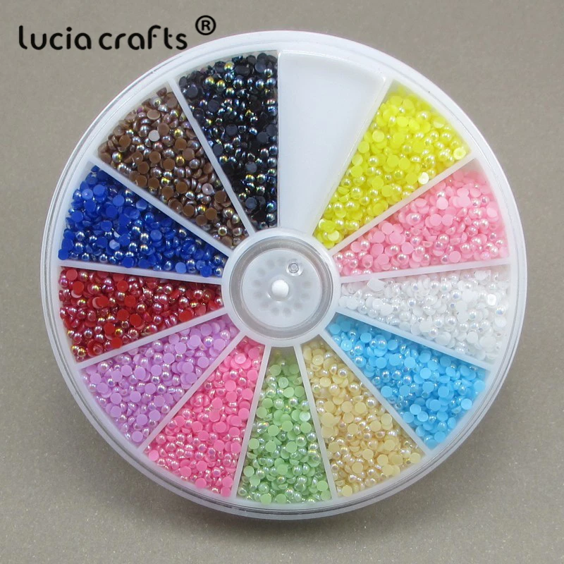 Lucia Crafts Mixed Colors  Half Round Flat Back Beads  Imitation Pearls  DIY Nail Art  Craft Materials F1101