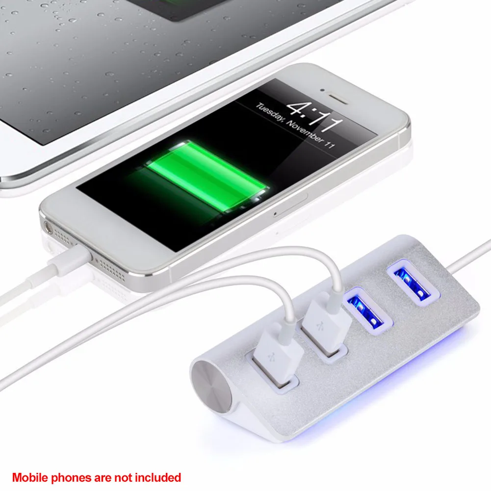 

USB 2.0 Accessories Combo Hub Splitter Laptop High Speed Adapter Aluminum Alloy Portable Multi Expander Tablet Computer 4 Port