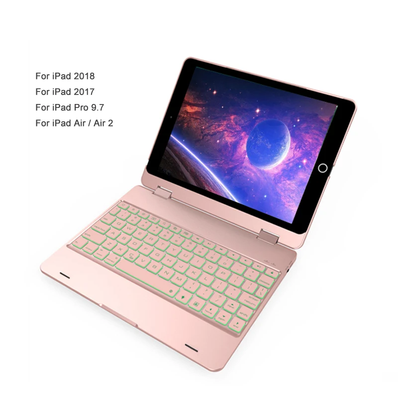 Rechargeable Keyboard For iPad Air Case Cover Stand Cooling Luxury Backlit Keyboard For 2018 Case With Keyboard For iPad 5 A1474