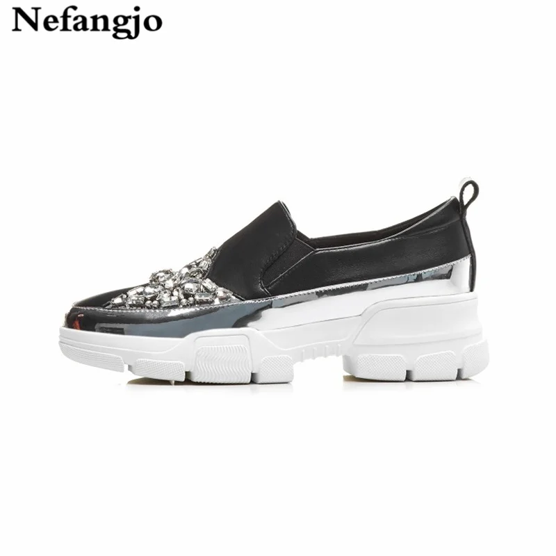 

Nefangjo 2019 Spring Shoes Women Fashion Crystal Thickened Women Flat Shoes Casual Non-slip zapatos de mujer chaussures femme