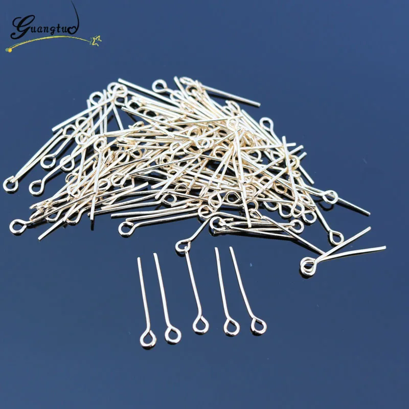 

100Pcs/lot Eye Head Pins Jewelry Findings /Gold/Silver/Bronze Plated Eye Pins For Earring Necklaces DIY Bijoux Accessories