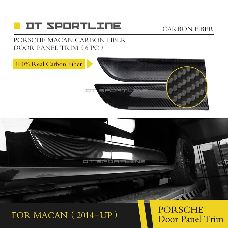 

100% Real Carbon Fiber For Porsche Macan Door Trim Side Skirt Decoration 95B Car Styling Side Step side skirt plate trim 2014+