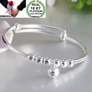 

OMHXZJ Wholesale European Fashion Woman Girl Party Wedding Gift Lucky Beads 18KT White Gold Cuff Bangle BA89