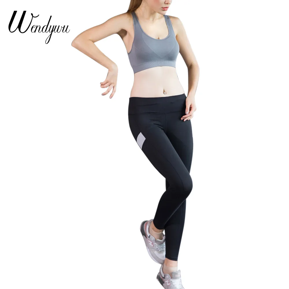 

Wendywu New Arrival Casual White Patchwork Stretch Mid Waist Black Women Bodycon Long Leggings