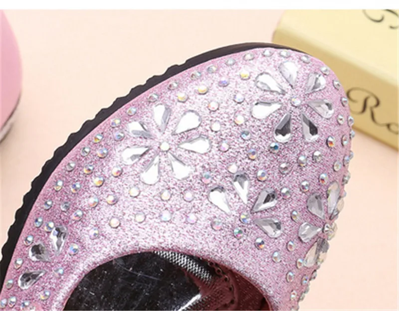 Xinfstreet обувь для девочек принцесса с каблуками детское платье Вечерние обувь вечерние Стразы Лук красивые дети обувь девочек