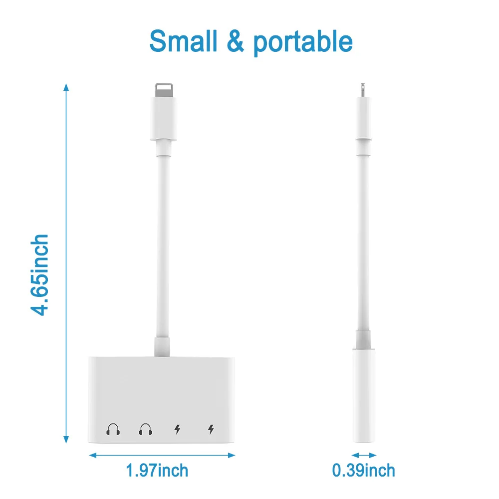 3 5mm Audio Headphone Aux Jack Adapter with USB C Charger Splitter for 4 in 1 to Converter for iPhone XS Max XR X 8 7 iPod iPad