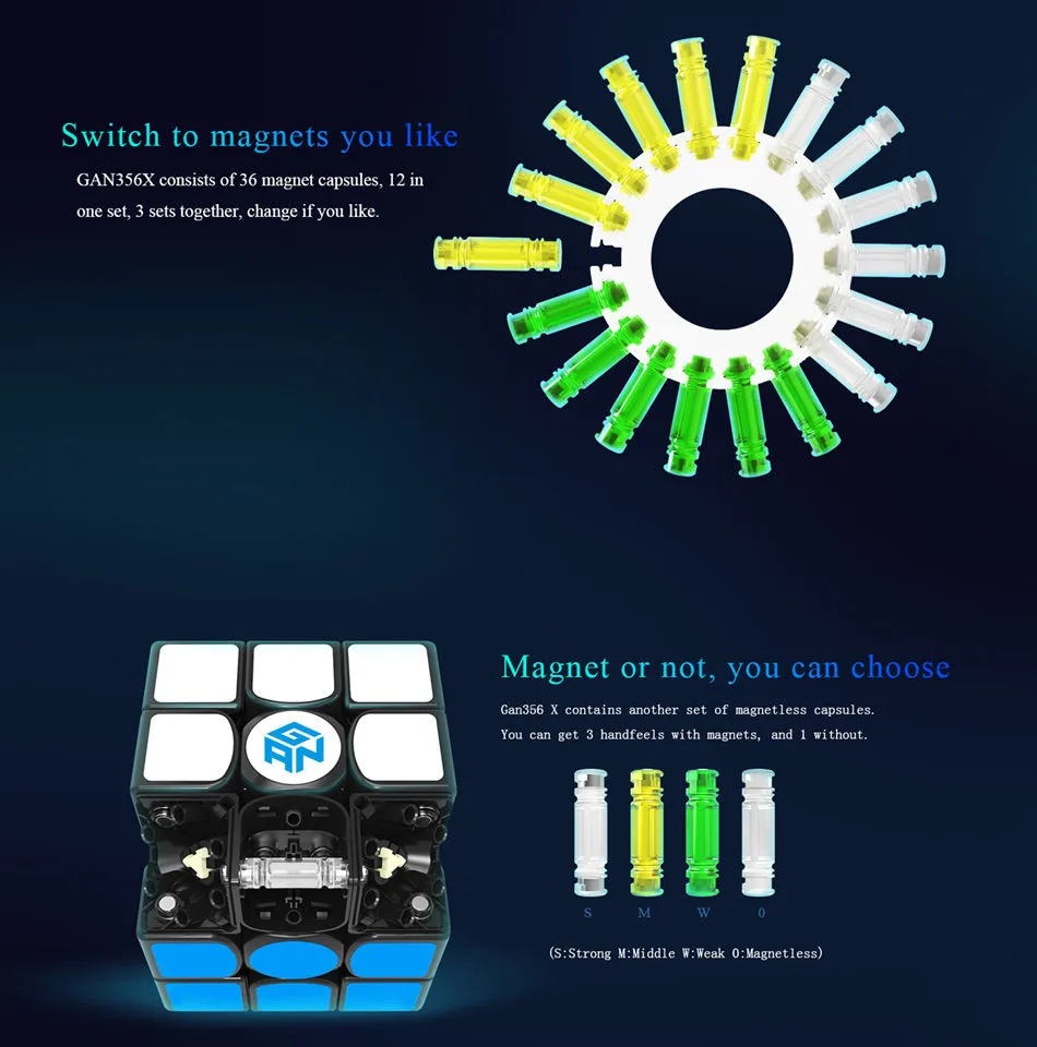 GAN356 X Магнитный магический скоростной куб профессиональный 3x3 IPG V5 Magico Cubo обменные магниты Головоломка Черный без наклеек