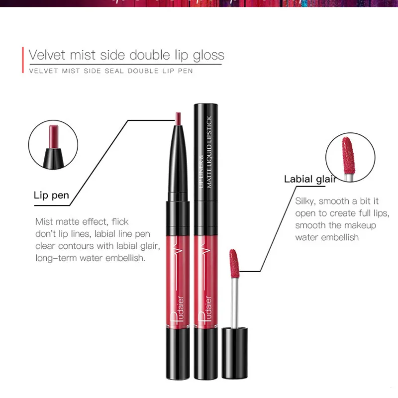 Сексуальные губы макияж Matte Lip Liner бархат Пигмент жидкая помада Карандаш блеск для