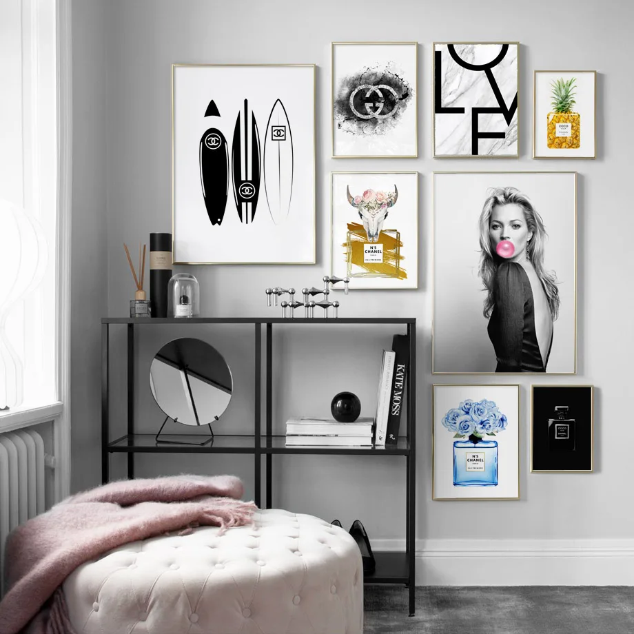 

Wall Art Canvas Painting Paris Perfume Surfboard Bubble Girl Nordic Posters And Prints Salon Wall Pictures For Living Room