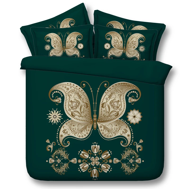 

Chinese 3D butterfly bedding sets 3/4pc bedspreads king full size quilt duvet cover twin queen 500tc woven beauty bed linen girl