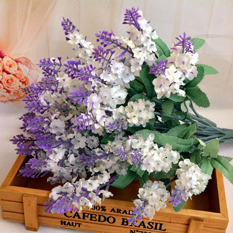 1pc Provence Lavender Bouquet Artificial Flower Mayitr Silk Blossom for Wedding Living Room Decoration
