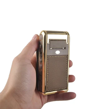 

KEMEI 2in1 Mustache Beard Razor Trimmer Kemei Men's Electric Razor Shaver Leather Wrapped Rechargeable Shaving Machine KM-5500