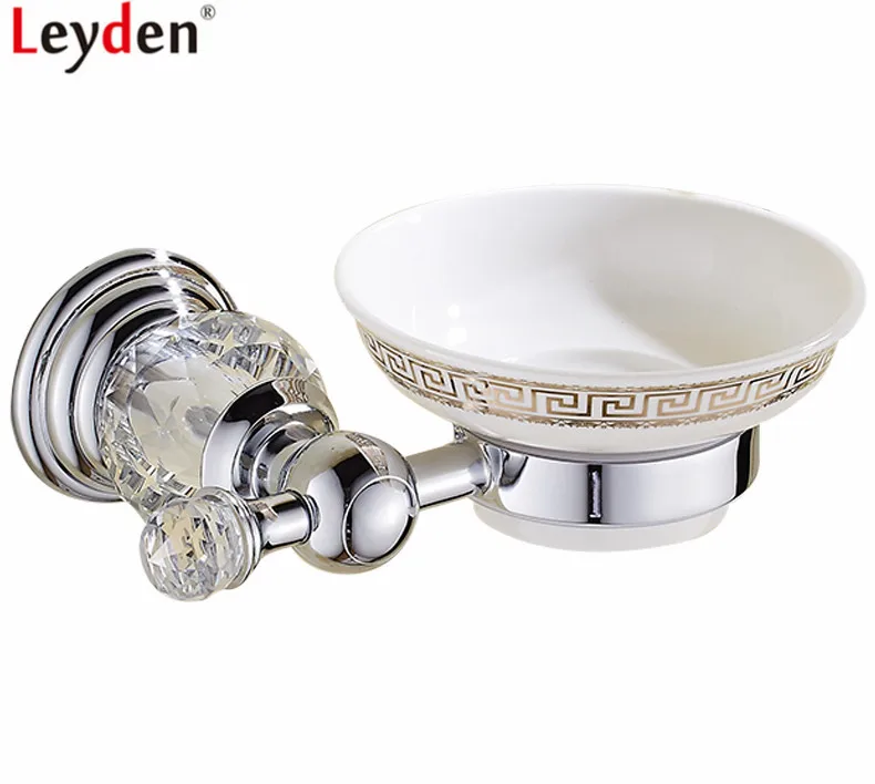 Leyden Soap Dish Wall Mounted Luxury Chrome Zinc Alloy And Crystal