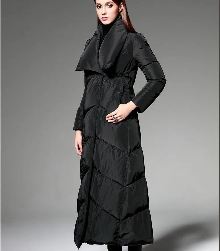 Thick X-Long Women Winter Down Coat Winter Women Down Coat Long Duck Down Jackets Plus Size