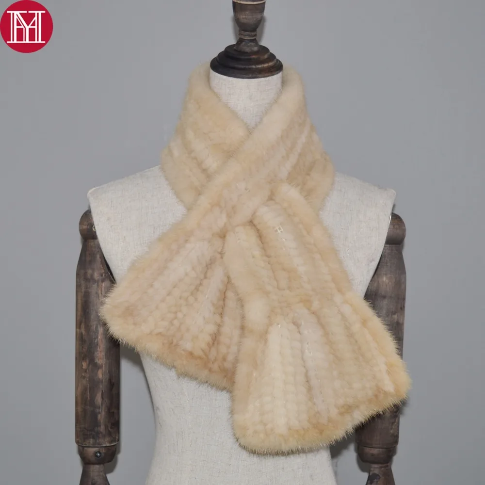 

2019 New Women Real Mink Fur Scarf Lady Winter Warm 100% Genuine Real Mink Fur Muffler Good Quality Mink Fur Knittted Scarves