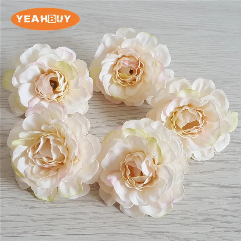 100pcs 8cm Fabric Artificial Silk Flower Blossoms