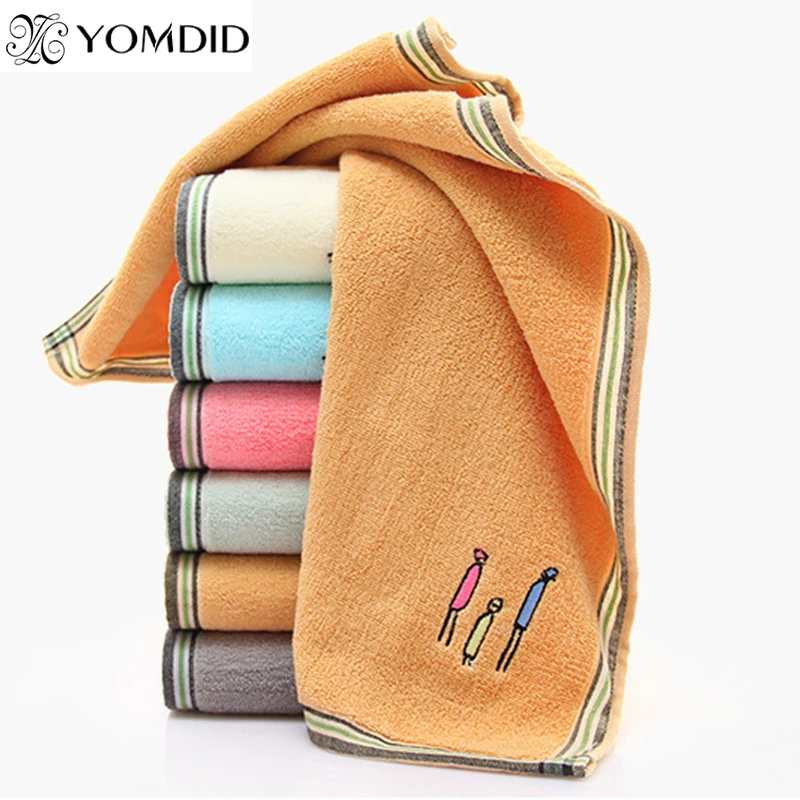 

1pcs Cotton Face Towel Cartoon towels Adult Couple Simple Embroidered Cloth 6 Color Available Bathroom Hanging Wash Face towel