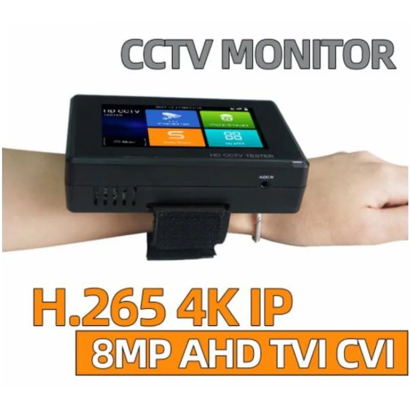 Обновление 8MP 4,0 CCTV тестер монитор " запястье коаксиальный HD 4 к H.265 IP CVI TVI AHD CVBS камера тестер с Wi-Fi точка доступа PTZ контроль