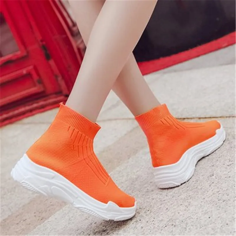 FeiYiTu/уличные женские эластичные носки Женская обувь на плоской подошве Модные