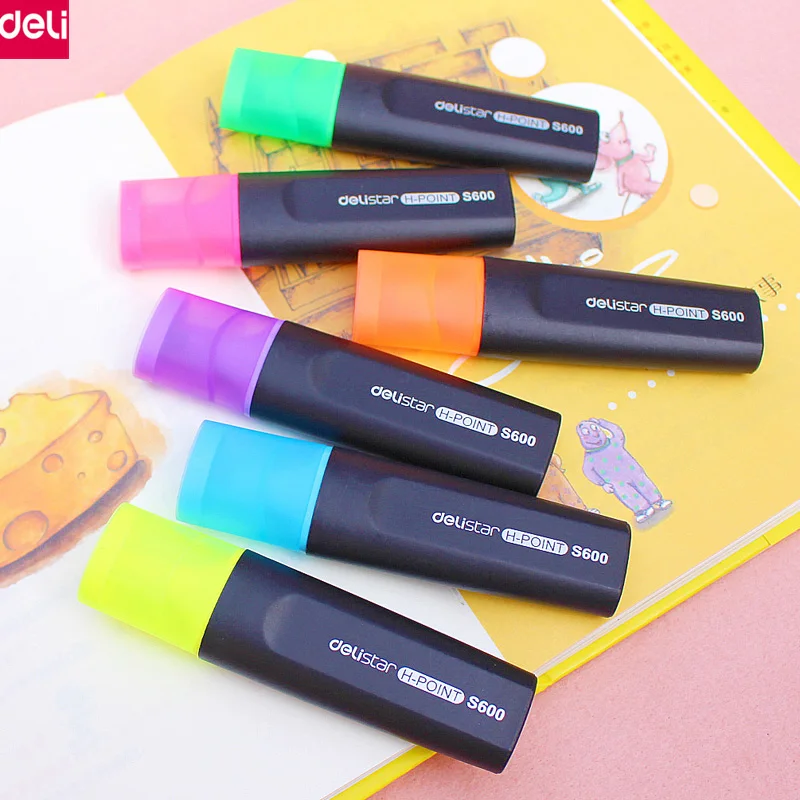

Deli 6pcs/Pack Highliter Marker Stationery 6 Colors Writing Supplies Fluorescent Pen Marker Pen Colorful School Office Supplies