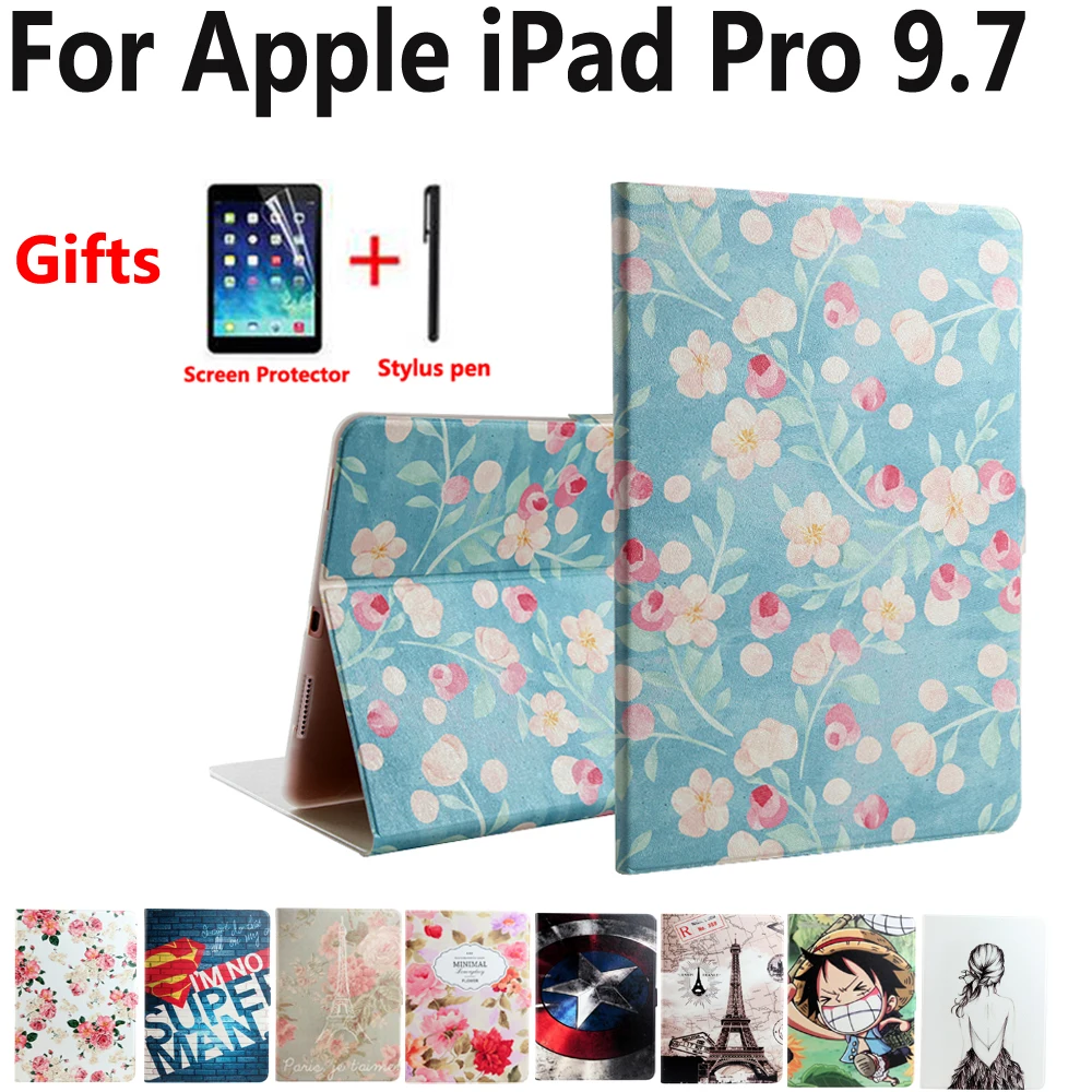 Fashion Slim Painted Case For Apple iPad Pro 9.7 A1673 A1674 A1675 Cover Funda Tablet Magnet Smart Flip Stand Shockproof Shell | Компьютеры