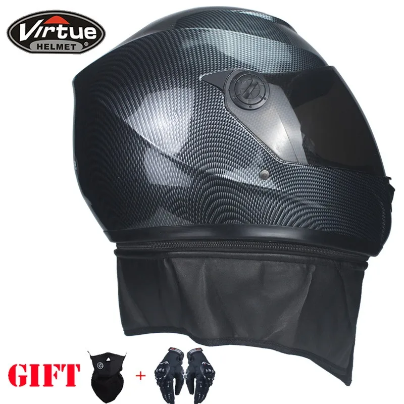 Мотоциклетный шлем с полным лицом, шлем для снегохода, ATV, мотоциклетный шлем и теплый шарф, мотоциклетный гоночный зимний VIRTUE-101B